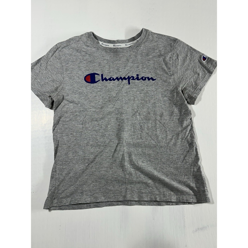 Champion Youth T-Shirt Size Small Gray Short Sleeve Graphic Print Authentic